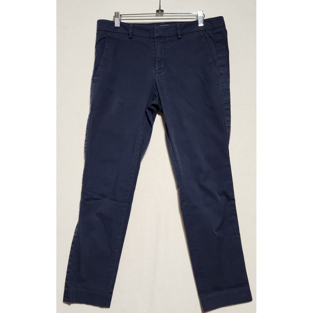 women's VINCE. dark navy BLUE flat front Pants slacks‎ trousers cotton size 10